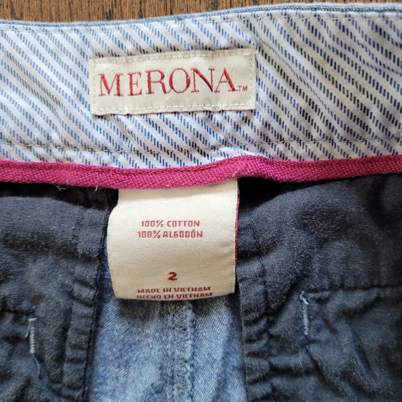 Merona Blue Chambray Denim Cotton Short Shorts Size Women's 2 - Picture 8 of 8